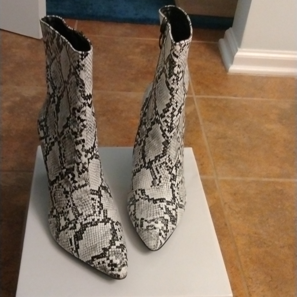 Snakeskin booties